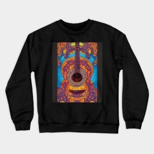 Acoustic Guitar Ornate Portrait Oil Painting Style Digital Art Crewneck Sweatshirt